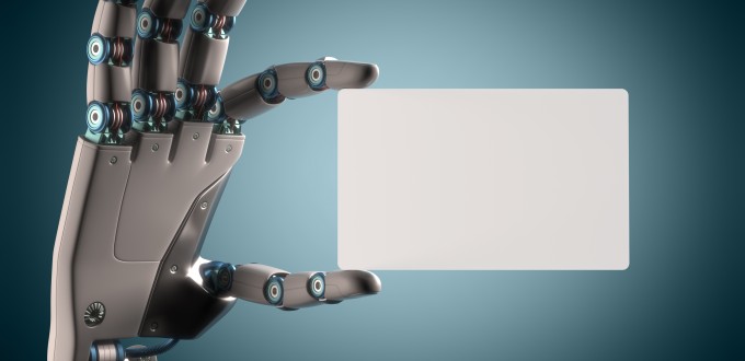 Blank card robot. Clipping path included.