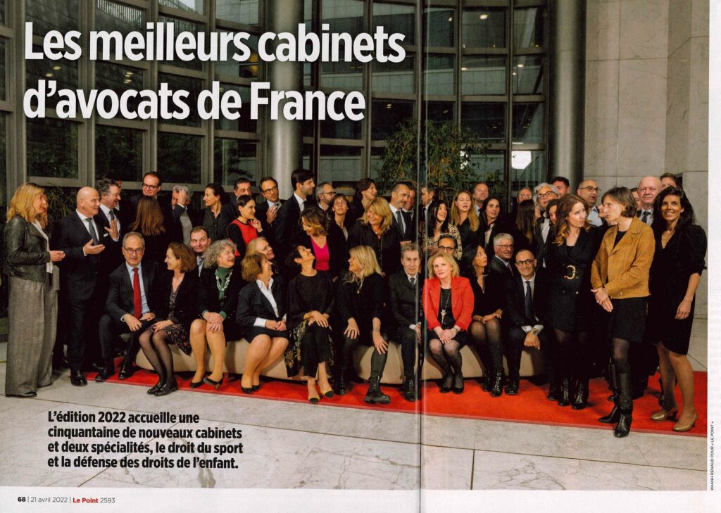 Le cabinet au Palmarès 2022 Le Point des meilleurs cabinets d’avocats