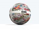 news globe, sphere realized with clippings of newspaper