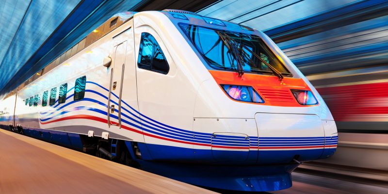 Modern high speed train with motion blur effect